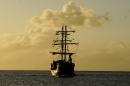 St. Lucia 2015: Pirate ship approaching  Marigot Bay  -  04.11.2015  -  St. Lucia